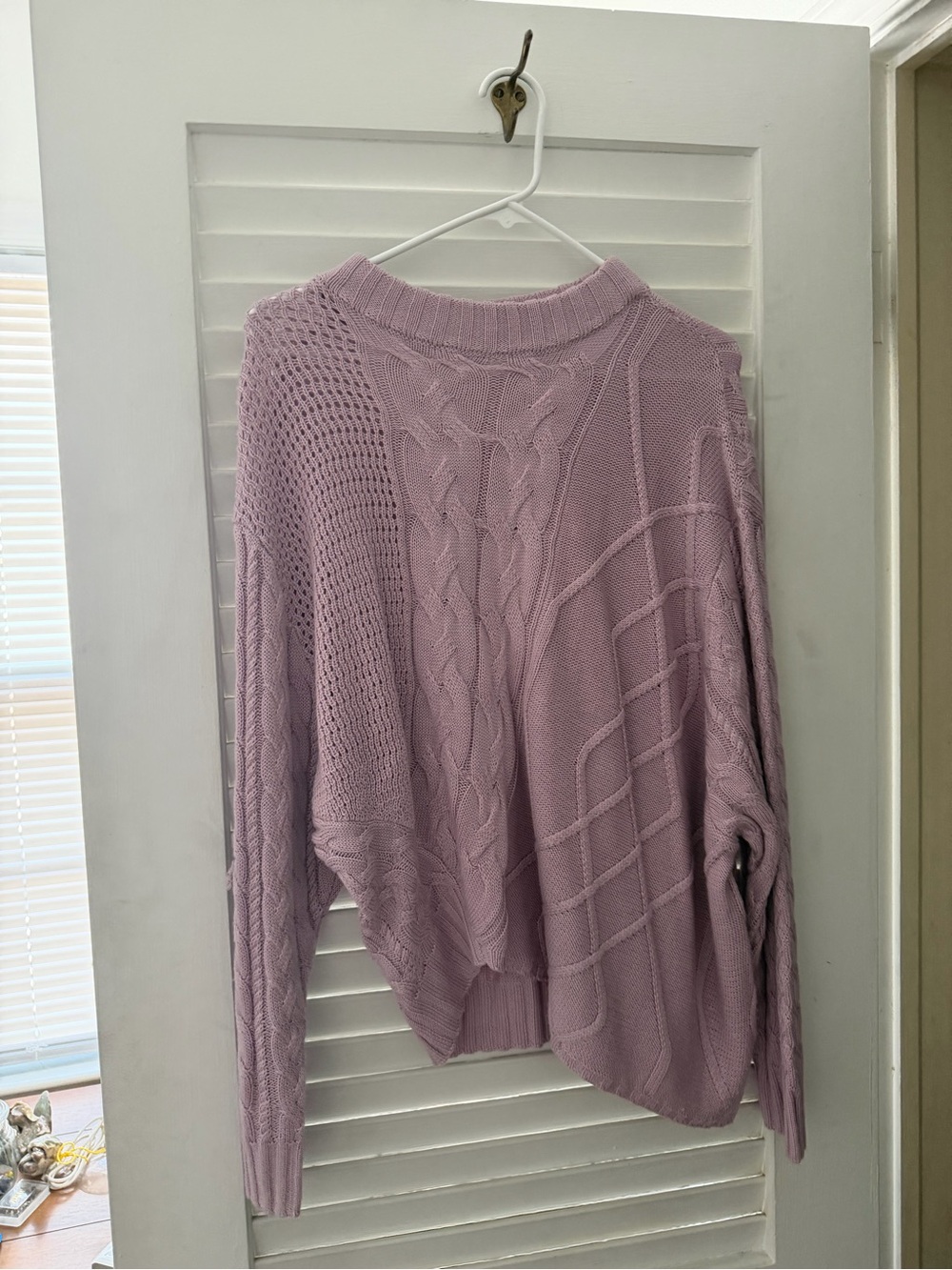 Lilac Cable Knit Women’s Sweater - Relaxed Fit